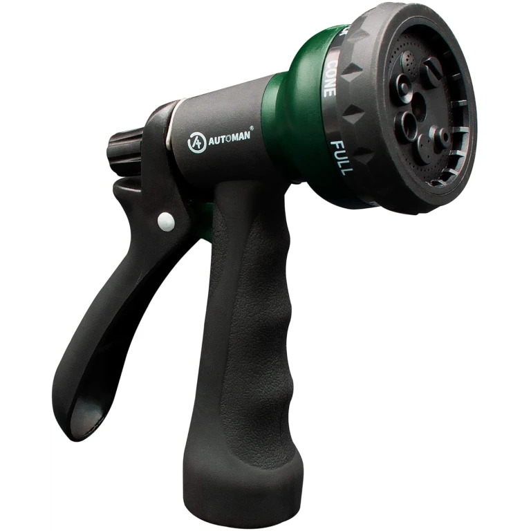 AUTOMAN-Garden-Hose-Nozzle, ABS Water Spray Nozzle with 7 Adjustable Watering Patterns, Slip Resistant for Watering Plants, Lawn& Garden, Washing Cars, Cleaning, Showering Pets...