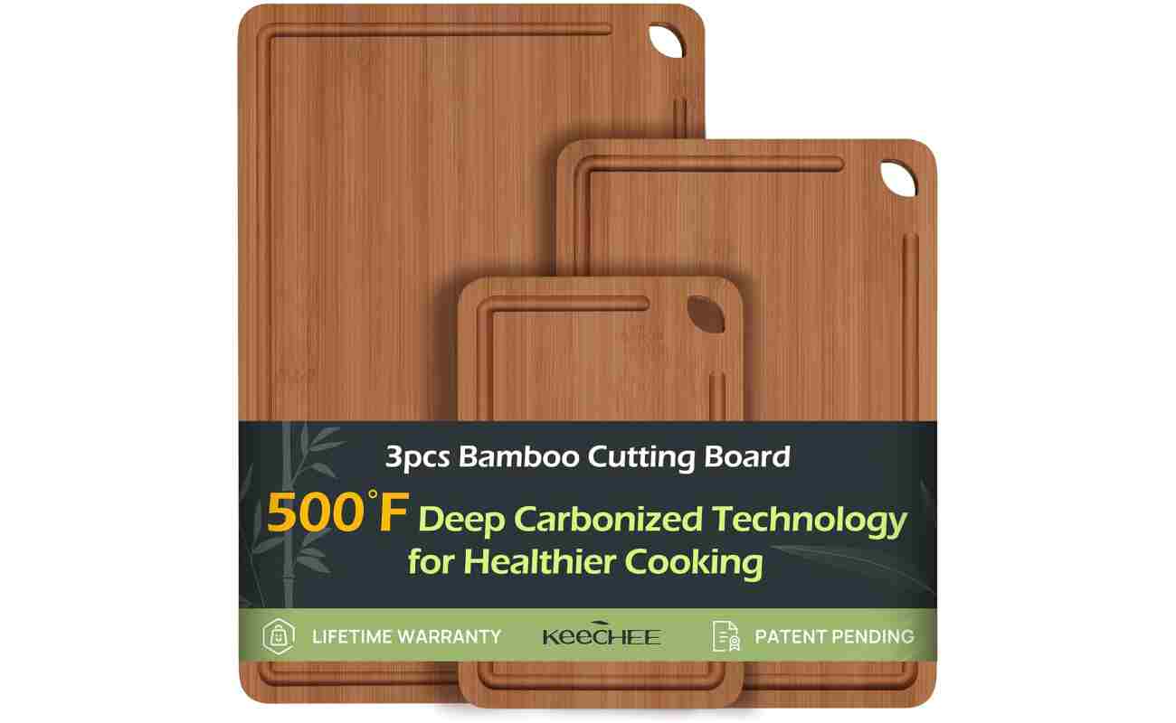 Bamboo Cutting Board, Durable Wood Cutting Boards for Kitchen with Deep Juice Grooves & Built-in Handles, Ideal Charcuterie & Chopping for Meat, Vegetables and Fruits Ideas...