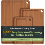 Bamboo Cutting Board, Durable Wood Cutting Boards for Kitchen with Deep Juice Grooves & Built-in Handles, Ideal Charcuterie & Chopping for Meat, Vegetables and Fruits Ideas...