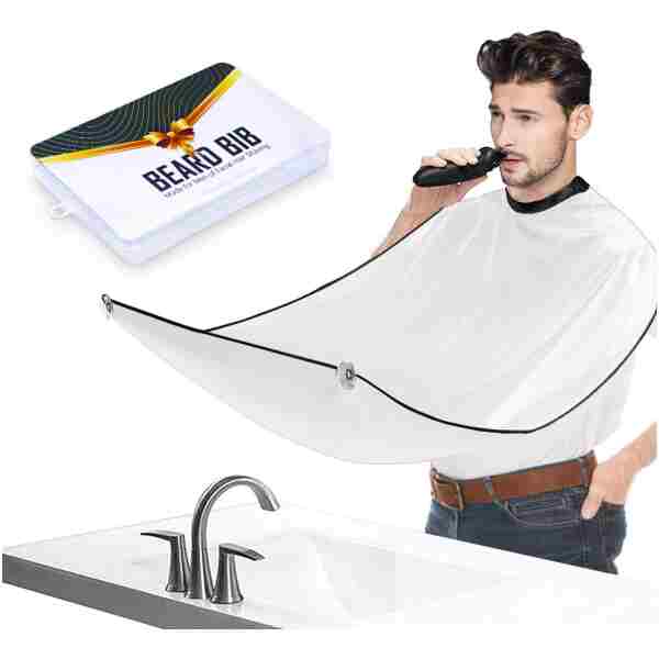 Beard Bib Beard Apron, Beard Hair Catcher for Men Shaving & Trimming Non-Stick Waterproof Beard Cape Grooming Cloth with 3 Suction Cups & A Box Birthday Gifts for Father's Day...