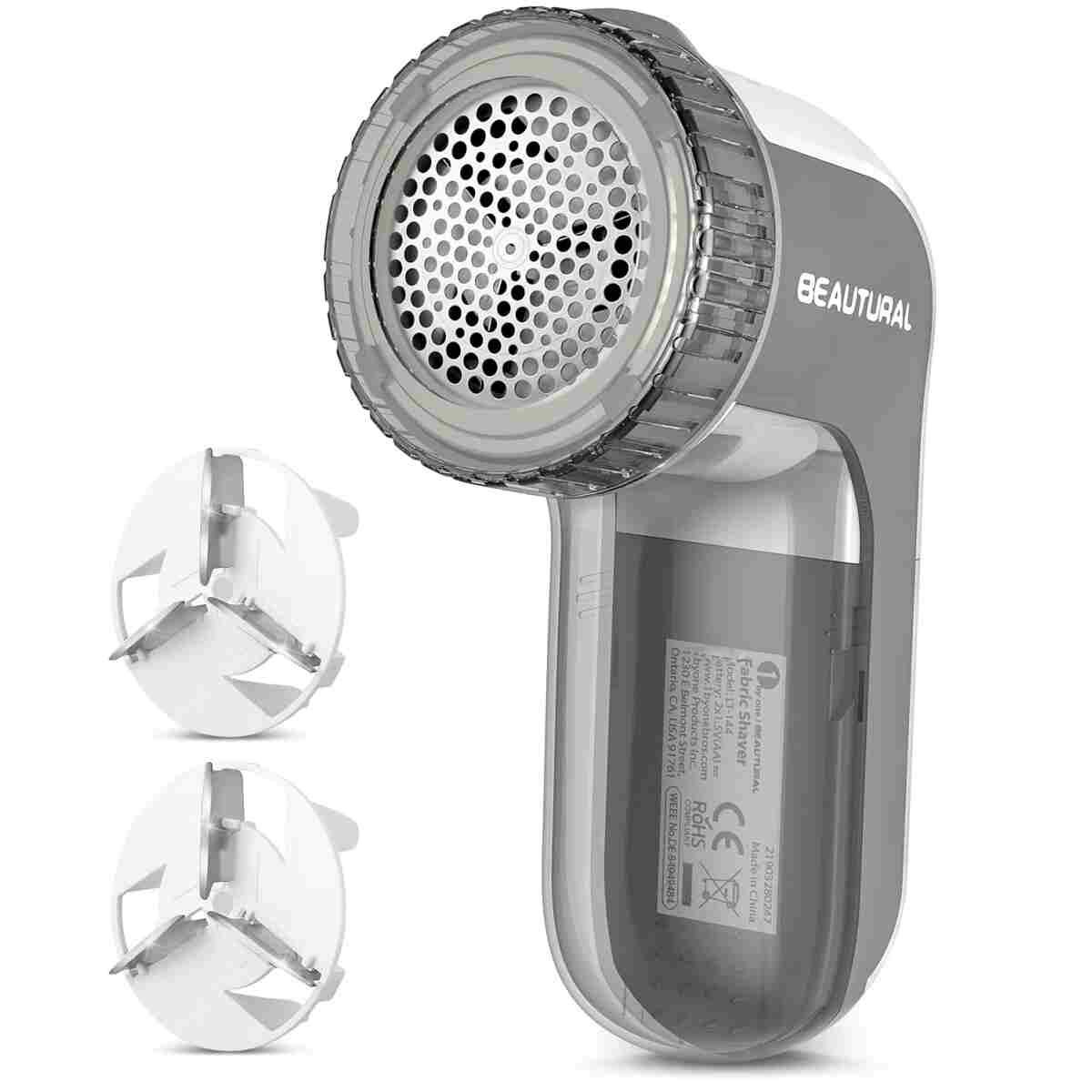 BEAUTURAL Fabric Shaver and Lint Remover, Sweater Defuzzer with 2-Speeds, 2 Replaceable Stainless Steel Blades, Battery Operated, Remove Clothes Fuzz, Lint Balls, Pills, Bobbles...