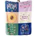 Bedsure Super Soft Warm Mom Blanket - Birthday Gift Blanket for Mom Happy Mothers Day Throw Gifts for Mother, Wife, Grandma from Daughter, Patchwork 50"x60"