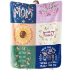 Bedsure Super Soft Warm Mom Blanket - Birthday Gift Blanket for Mom Happy Mothers Day Throw Gifts for Mother, Wife, Grandma from Daughter, Patchwork 50"x60"