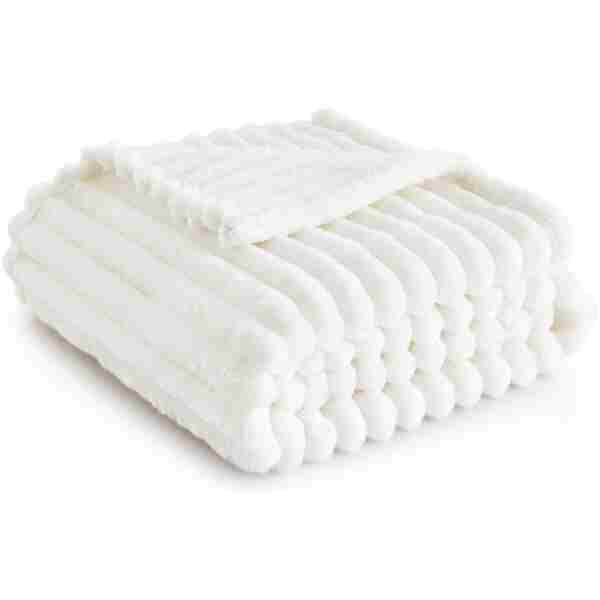 Bedsure White Throw Blanket for Couch - GentleSoft Cozy Soft Blankets for Women, Cute Small Fleece Throws for Girls, Birthday Gifts for Women, Mothers Day Decor Gifts for Mom,...