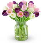 Benchmark Bouquets - 20 Stem Mother's Day Tulips (Glass Vase Included) – Fresh Flowers for Delivery - Gift for Birthday, Anniversary, Sympathy, Get Well, Congratulations
