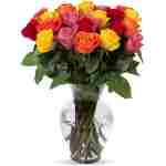 Benchmark Bouquets - 24 Stem Premium Rainbow Roses (Glass Vase Included) – Fresh Flowers for Delivery - Gift for Easter, Mother’s Day, Birthday, Anniversary, Sympathy, Get Well,...