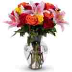 Benchmark Bouquets - Big Blooms Oriental Lilies & Roses (Glass Vase Included) – Fresh Flowers for Delivery - Gift for Easter, Mother’s Day, Birthday, Anniversary, Sympathy, Get...