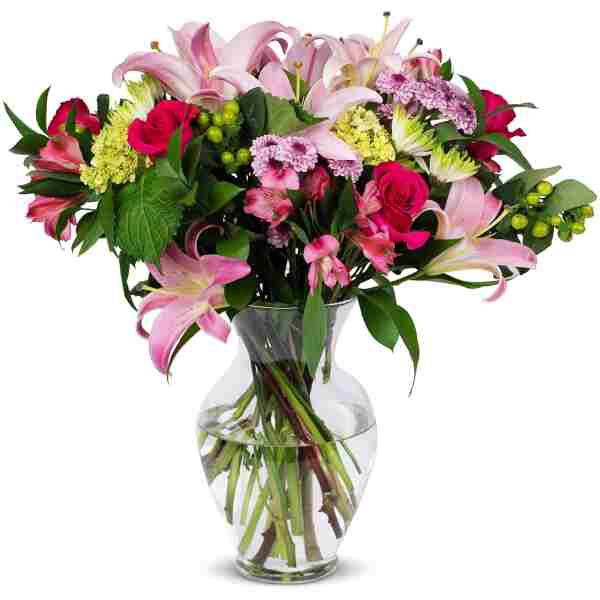 Benchmark Bouquets - Blissful Blossoms (Glass Vase Included) – Fresh Flowers for Delivery - Gift for Easter, Mother’s Day, Birthday, Anniversary, Sympathy, Get Well,...
