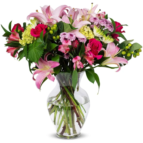 Benchmark Bouquets - Blissful Blossoms (Glass Vase Included) – Fresh Flowers for Delivery - Gift for Easter, Mother’s Day, Birthday, Anniversary, Sympathy, Get Well,...