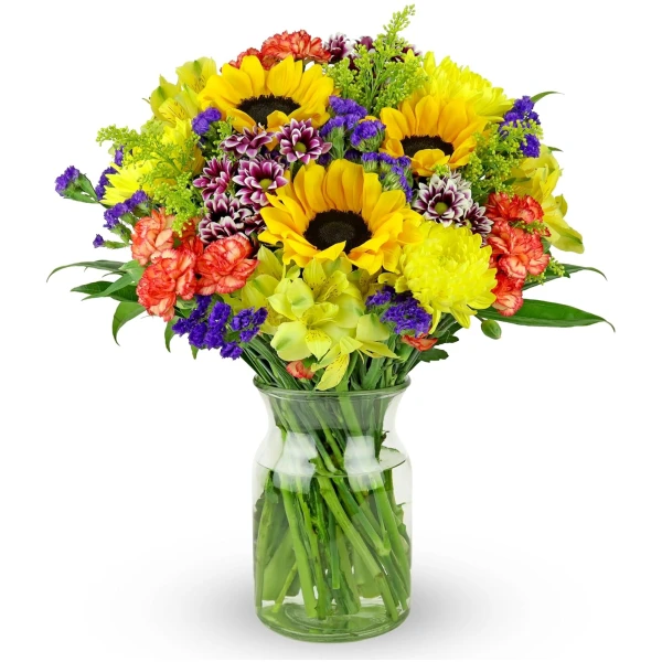 Benchmark Bouquets - Flowering Fields (Glass Vase Included) – Fresh Flowers for Delivery - Gift for Easter, Mother’s Day, Birthday, Anniversary, Sympathy, Get Well, Congratulations