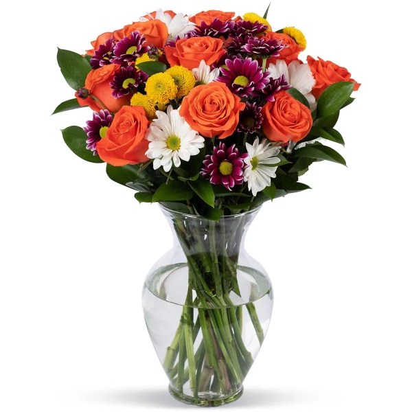 Benchmark Bouquets - Life is Good Orange (Glass Vase Included) – Fresh Flowers for Delivery - Gift for Easter, Mother’s Day, Birthday, Anniversary, Sympathy, Get Well,...