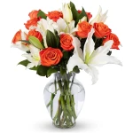 Benchmark Bouquets - Oriental Lilies & Orange Roses (Glass Vase Included) – Fresh Flowers for Delivery - Gift for Easter, Mother’s Day, Birthday, Anniversary, Sympathy, Get...