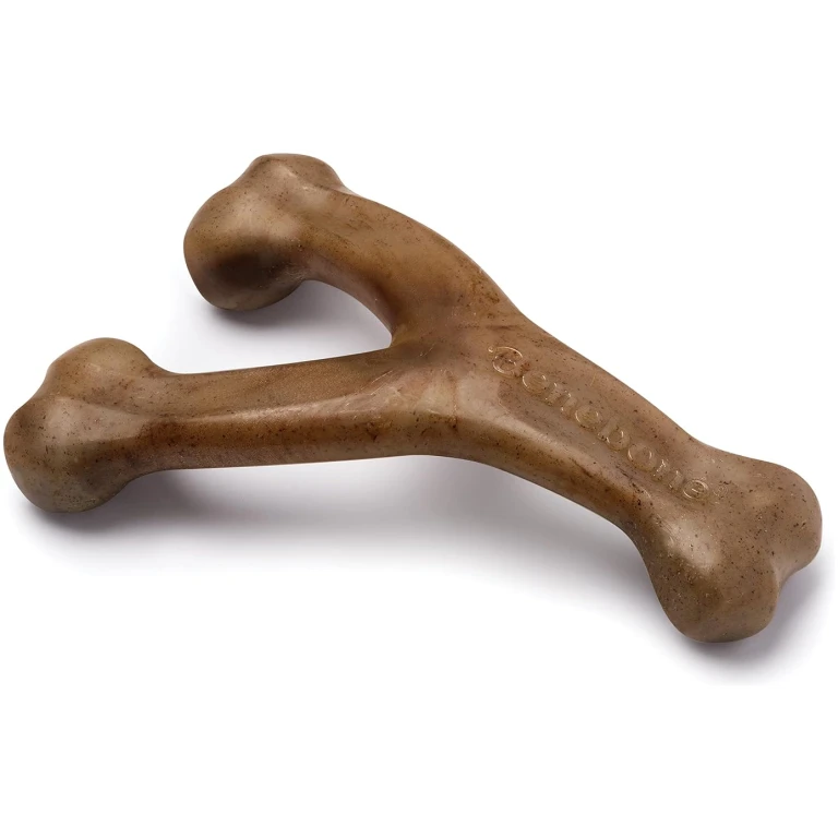 Benebone Wishbone Durable Dog Chew Toy for Aggressive Chewers, Real Bacon, Made in USA, Medium
