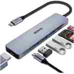 BENFEI USB C HUB 7-in-1 with HDMI(4K@60Hz,Certified), 100W Power Delivery, 3*USB 3.0, SD/TF Card Reader(160MB/s) Compatible with iPhone 15 Pro/Max, MacBook, iPad Pro, iMac, S23,...
