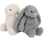 Best Pet Supplies Interactive Bunny Buddy Dog Toy with Crinkle and Squeaky Enrichment for Small and Medium Breed Puppies or Dogs, Cute and Plush - Bunny Bundle (Beige, Gray)