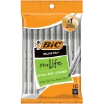 BIC Round Stic Xtra Life Black Ballpoint Pens, Medium Point (1.0mm), 10-Count Pack of Bulk Pens, Flexible Round Barrel for Writing Comfort, No. 1 Selling Ballpoint Pens
