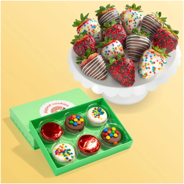 Birthday Chocolatey Covered Strawberries & Chocolatey Dipped Sandwich Cookies