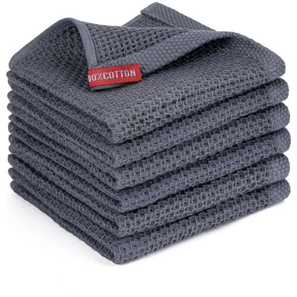 BOOMIBOO Kitchen Towels，6-Pack Dish Towels 100% Cotton Waffle Weave Ultra Soft Absorbent Quick Drying Dish Rags，Dish Cloths， Dishcloths Sets，Tea Dowels for Kitchen，Bar...