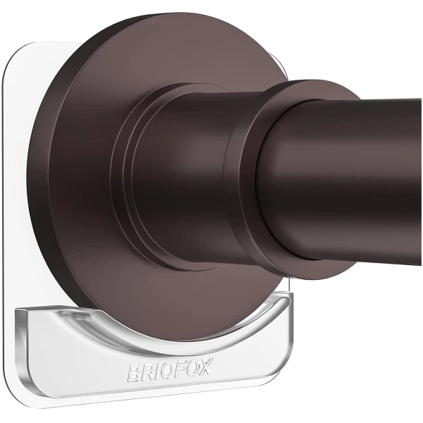 BRIOFOX Adhesive Shower Curtain Rod Holder | No Drilling | Invisible Wall Mount Holder | Transparent Rod Retainer, 2 Pack(Rod Not Included)