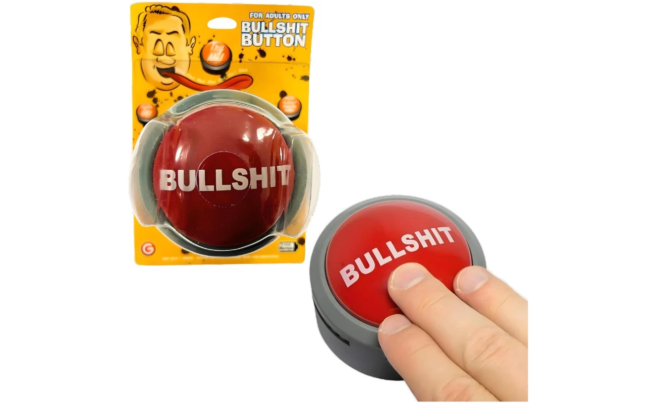 Bullshit Button – The Official Hilarious BS Button with Sound Effects & Flashing Light – Perfect Gag Gift for Friends, Family, and Co-workers - Batteries Included