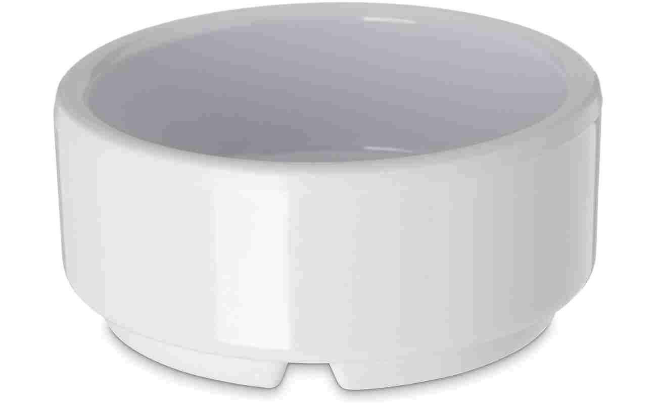 Carlisle FoodService Products Plastic Straight Sided Ramekin, Durable Dips and Sauce Bowl for Home, Kitchen, and Restaurant, Melamine, 2 Ounces, White