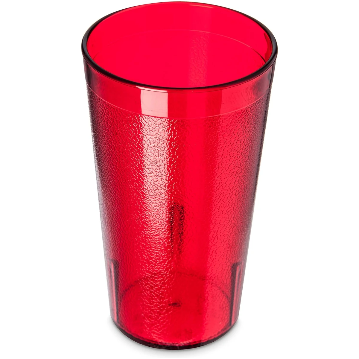 Carlisle FoodService Products Stackable Tumbler Plastic Tumbler with Pebbled Exterior for Restaurants, Catering, Kitchens, Plastic, 13.4 Ounces, Ruby