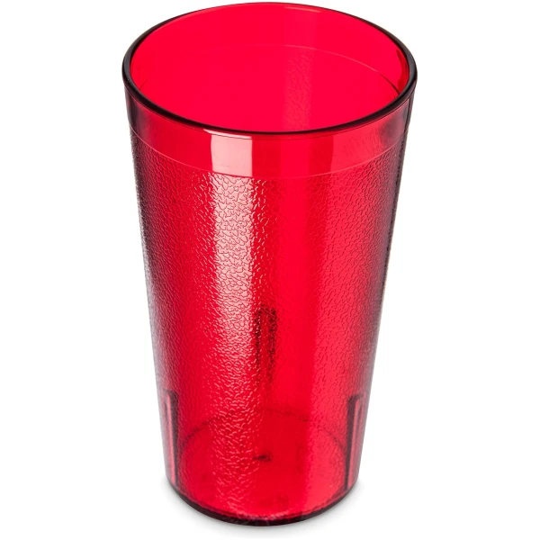 Carlisle FoodService Products Stackable Tumbler Plastic Tumbler with Pebbled Exterior for Restaurants, Catering, Kitchens, Plastic, 13.4 Ounces, Ruby