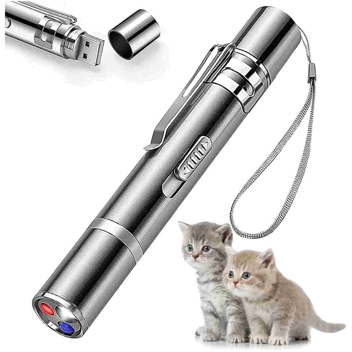 Cat Toys Laser Pointer for Indoor, Rechargeable, 7 Adjustable Wand Red Light Pet Interactive Cat Mouse Toys to Keep Busyfor Kitten Dog Chase Play