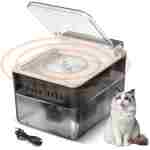 Cat Water Fountain with Dust Cover, 102 oz/3L Automatic Cat Water Dispenser Bowl with Battery Operated, Cat Fountain Super Silent Pet Water Fountain for Dogs and Cats Indoor(