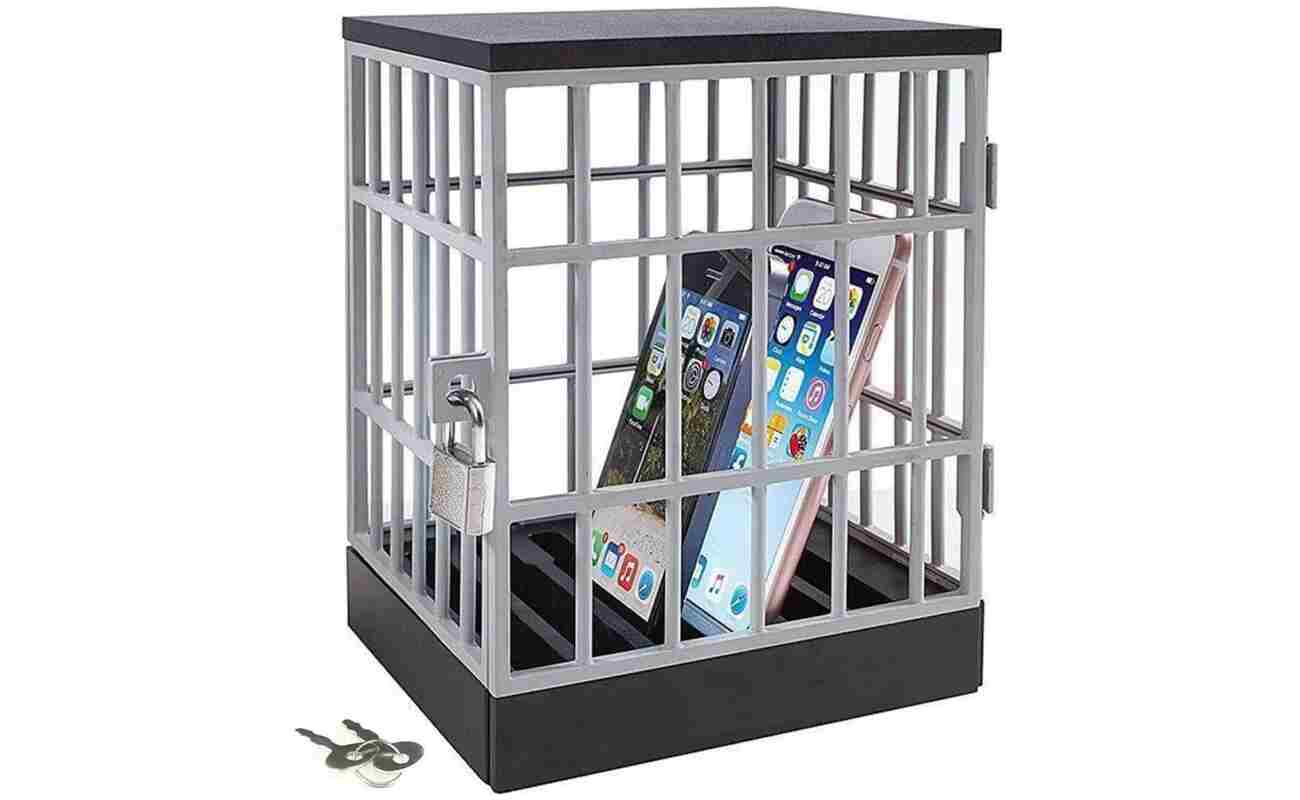 Cell Phone Jail with Lock and Keys, Cell Phone Jail Lock Box,Smartphone Storage Gadget - Family Time, Party Fun Novelty Gift Idea