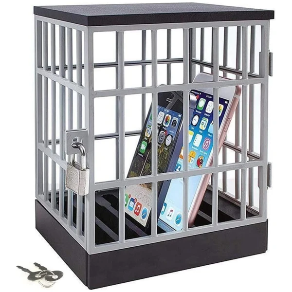 Cell Phone Jail with Lock and Keys, Cell Phone Jail Lock Box,Smartphone Storage Gadget - Family Time, Party Fun Novelty Gift Idea