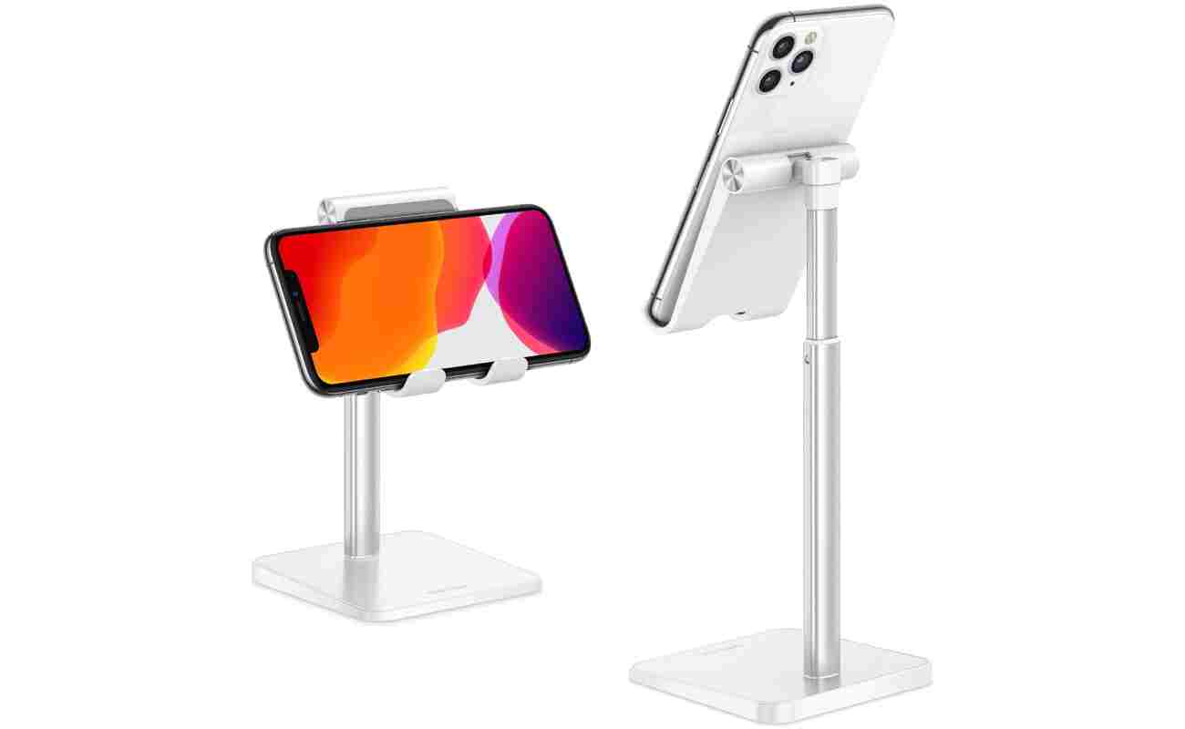 Cell Phone Stand, OMOTON Adjustable Angle Height Desk Phone Dock Holder for iPhone SE 16 Pro Max/Plus/XS/XR, Samsung Galaxy S20 / S10 / S9 / S8 and Other Phones...