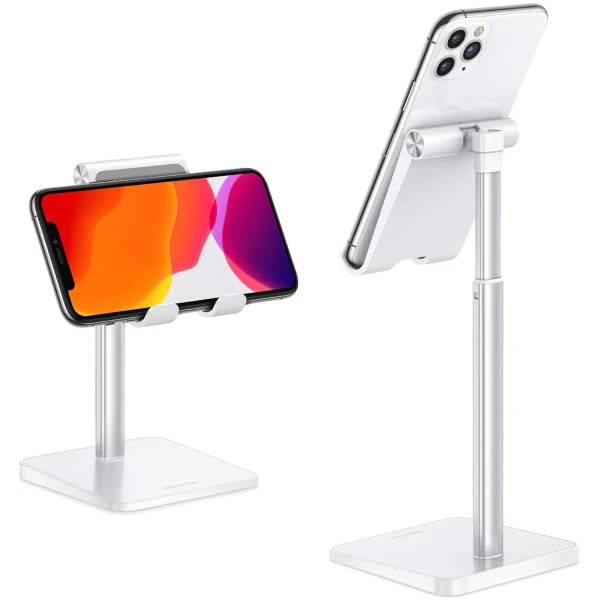 Cell Phone Stand, OMOTON Adjustable Angle Height Desk Phone Dock Holder for iPhone SE 16 Pro Max/Plus/XS/XR, Samsung Galaxy S20 / S10 / S9 / S8 and Other Phones...