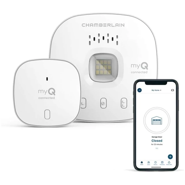 CHAMBERLAIN Smart Garage Control - Wireless Garage Hub and Sensor with Wifi & Bluetooth - Smartphone Controlled, myQ-G0401-ES, White