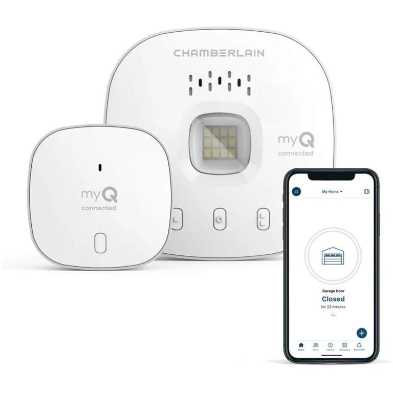 CHAMBERLAIN Smart Garage Control - Wireless Garage Hub and Sensor with Wifi & Bluetooth - Smartphone Controlled, myQ-G0401-ES, White