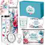 Chuangdi 6 Pcs Mother's Day Gifts Set for Mom Wife Best Mom Ever Gift Ink Floral 20oz Tumbler Cosmetic Bag Scented Candle Keychain from Son Daughter for Birthday Christmas...