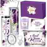Chuangdi 6 Pcs Mother's Day Gifts Set for Mom Wife Best Mom Ever Gift Ink Floral 20oz Tumbler Cosmetic Bag Scented Candle Keychain from Son Daughter for Birthday Christmas...
