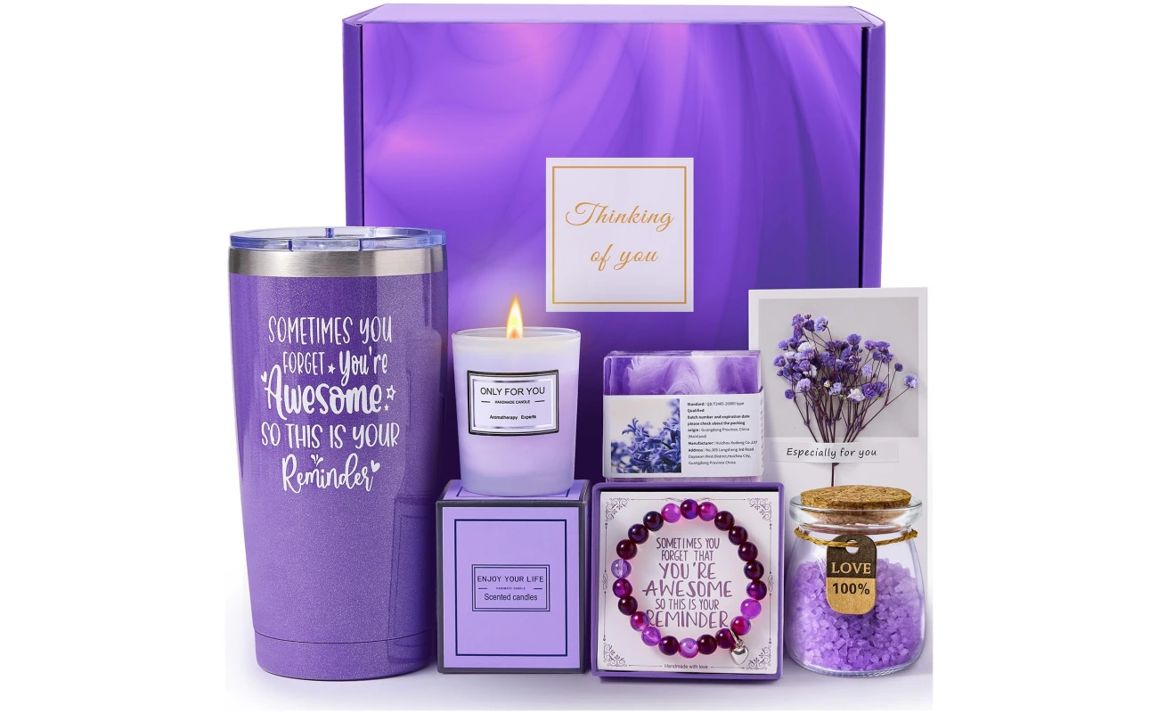 CITTA Gifts for Women Mom Wife Her, Unique Birthday Mother's Day Thank You Gift for Women, Best Friend, Lavender Spa Bath Gift Basket Set for Her, Self Care Get Well Retirement...