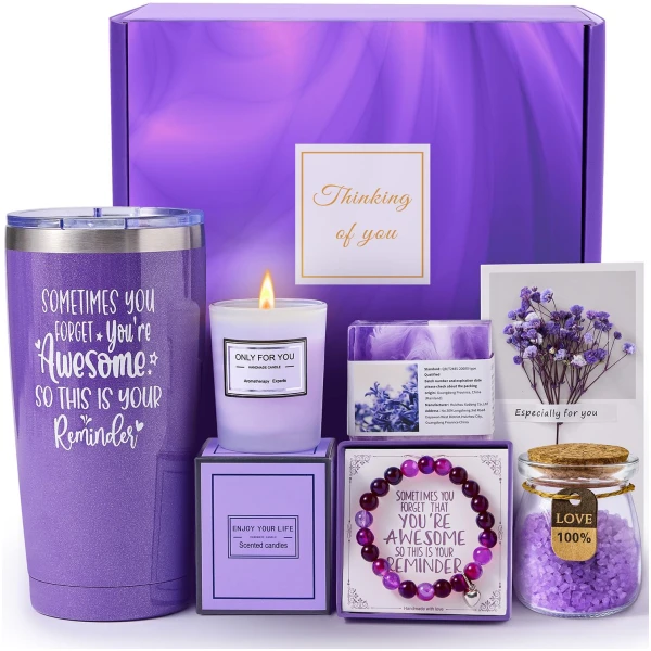 CITTA Gifts for Women Mom Wife Her, Unique Birthday Mother's Day Thank You Gift for Women, Best Friend, Lavender Spa Bath Gift Basket Set for Her, Self Care Get Well Retirement...