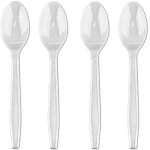 Classic Plastic Teaspoons (50 Count) - Durable White Plastic Spoons Heavy Duty, Premium Disposable Spoons for Weddings, Dinners, Everyday Flatware & Party Supplies
