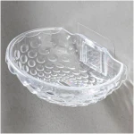 Clear Wall Mounted Soap Dish, Sturdy Plastic, No Drilling, Bathroom Organization