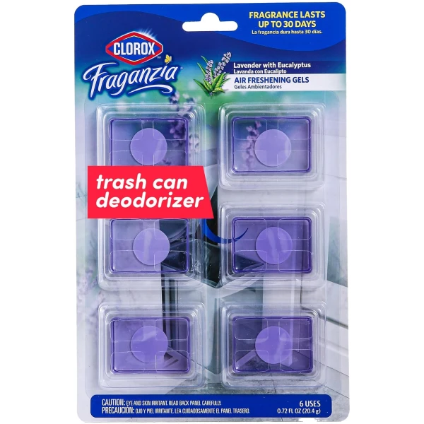 Clorox Fraganzia Adhesive Garbage Can Air Freshener Gel, Lavender with Eucalyptus Scent - No Plug, Stick On Trash Can Deodorizer and Odor Absorber, Gel Air Fresheners for Home...