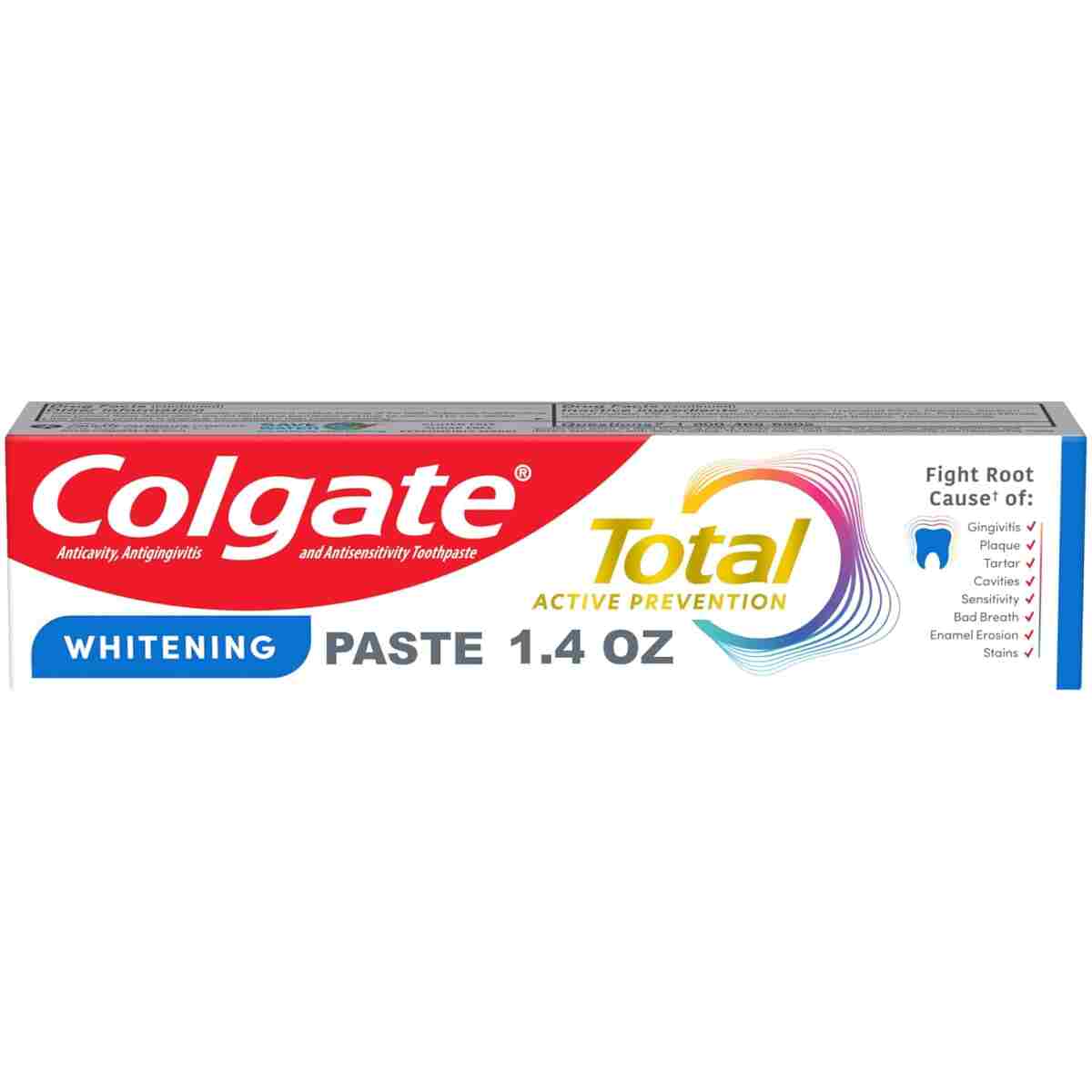Colgate Total Whitening Travel Toothpaste, Mint Toothpaste for Travel, Carry-On Size Toothpaste, 1.4 Oz Tube
