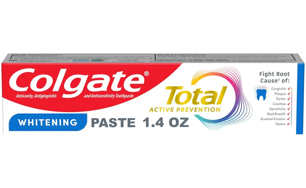 Colgate Total Whitening Travel Toothpaste, Mint Toothpaste for Travel, Carry-On Size Toothpaste, 1.4 Oz Tube