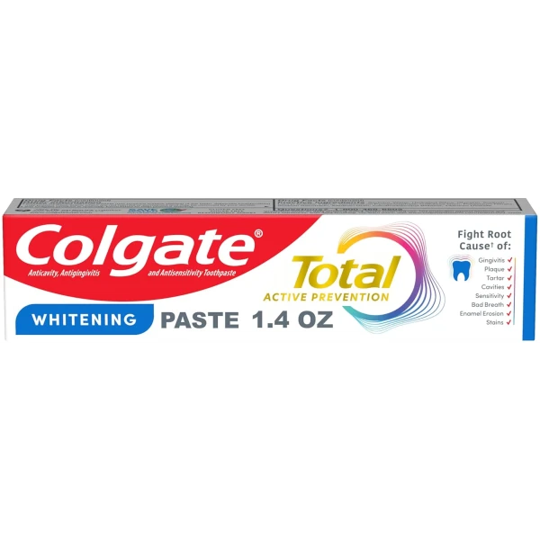 Colgate Total Whitening Travel Toothpaste, Mint Toothpaste for Travel, Carry-On Size Toothpaste, 1.4 Oz Tube