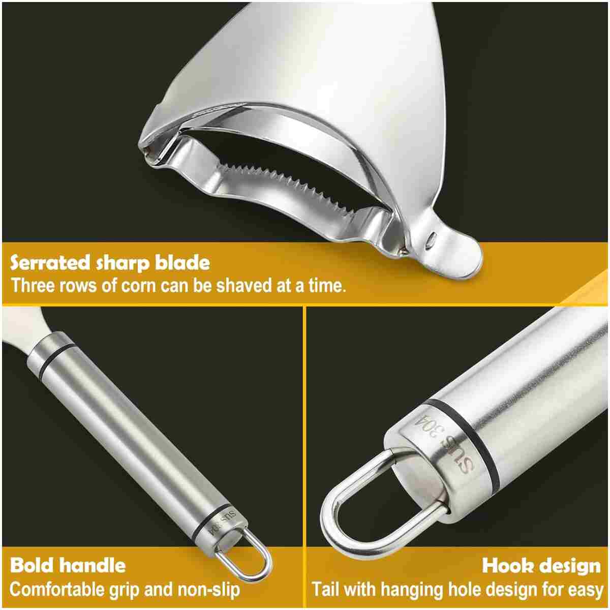 Corn Peeler Stainless Stee Corn Cob Stripper Tool Corn Thresher from the Cob, Removes Corn Kernels From Corn Cobs In Seconds, Kitchen Gadget