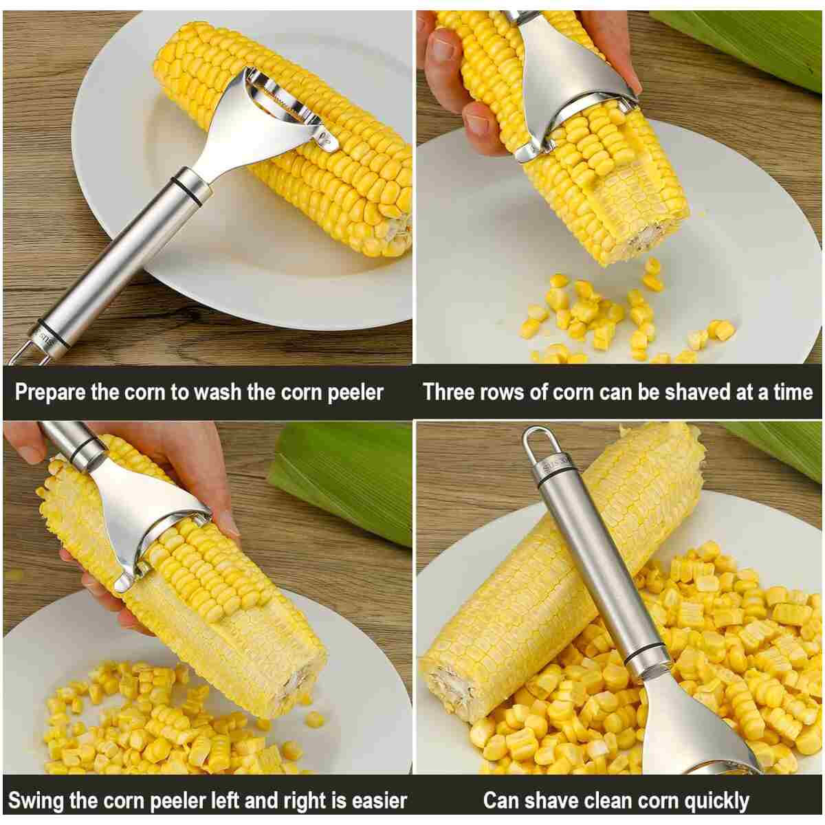 Corn Peeler Stainless Stee Corn Cob Stripper Tool Corn Thresher from the Cob, Removes Corn Kernels From Corn Cobs In Seconds, Kitchen Gadget