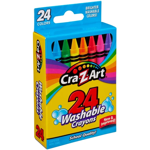 Cra-Z-Art Washable Crayons, 24 Count, Crayons for Kids Back To School Supply List Essential