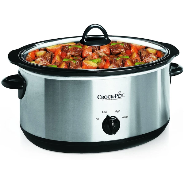 Crock-Pot 7 Quart Oval Manual Slow Cooker, Stainless Steel (SCV700-S-BR), Versatile Cookware for Large Families or Entertaining