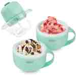DASH My Mug Ice Cream Maker Machine (Aqua): Multi-Purpose Soft Serve Ice Cream Machine with (2) Bowls for Homemade Gelato, Sorbet, Frozen Yogurt, Built-In Ingredient Chute, Easy...
